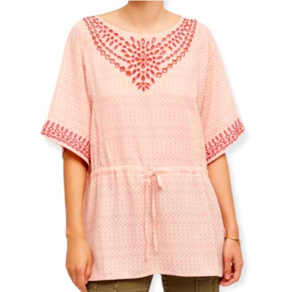 Anthropologie One September Euphemia Embroidered Peasant Tunic Top, Size M
